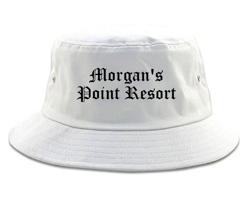 Morgan's Point Resort Texas TX Old English Mens Bucket Hat White