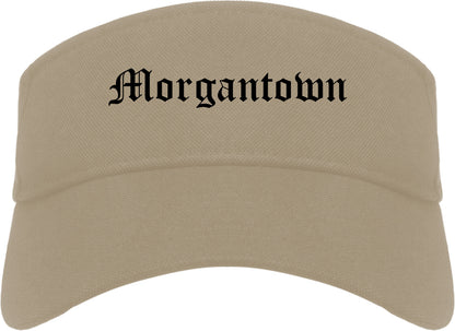 Morgantown West Virginia WV Old English Mens Visor Cap Hat Khaki