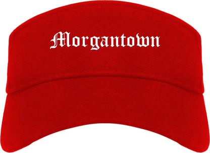 Morgantown West Virginia WV Old English Mens Visor Cap Hat Red