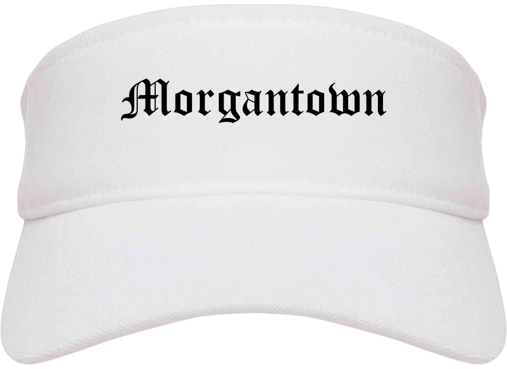 Morgantown West Virginia WV Old English Mens Visor Cap Hat White