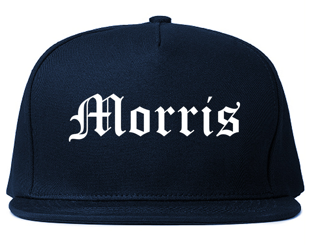 Morris Illinois IL Old English Mens Snapback Hat Navy Blue
