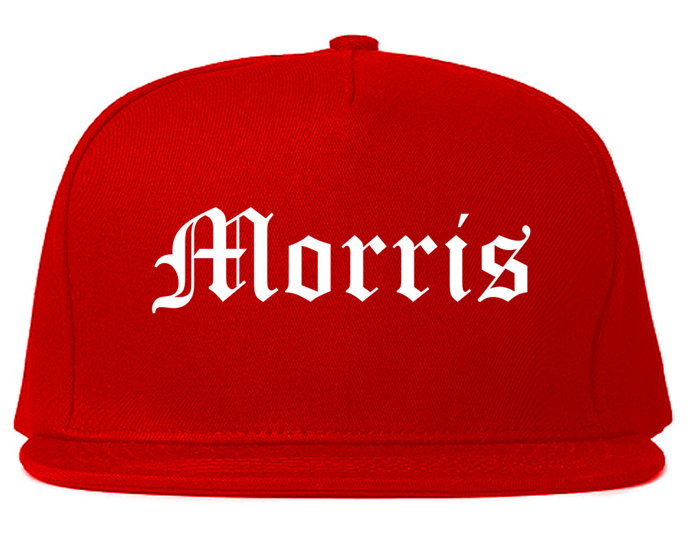 Morris Illinois IL Old English Mens Snapback Hat Red