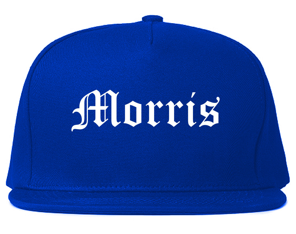 Morris Illinois IL Old English Mens Snapback Hat Royal Blue