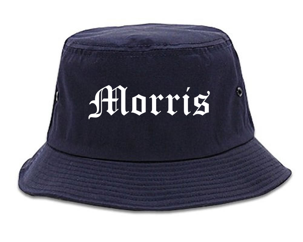 Morris Illinois IL Old English Mens Bucket Hat Navy Blue