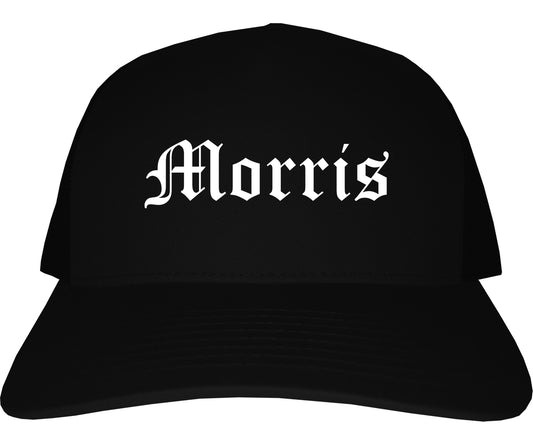 Morris Illinois IL Old English Mens Trucker Hat Cap Black