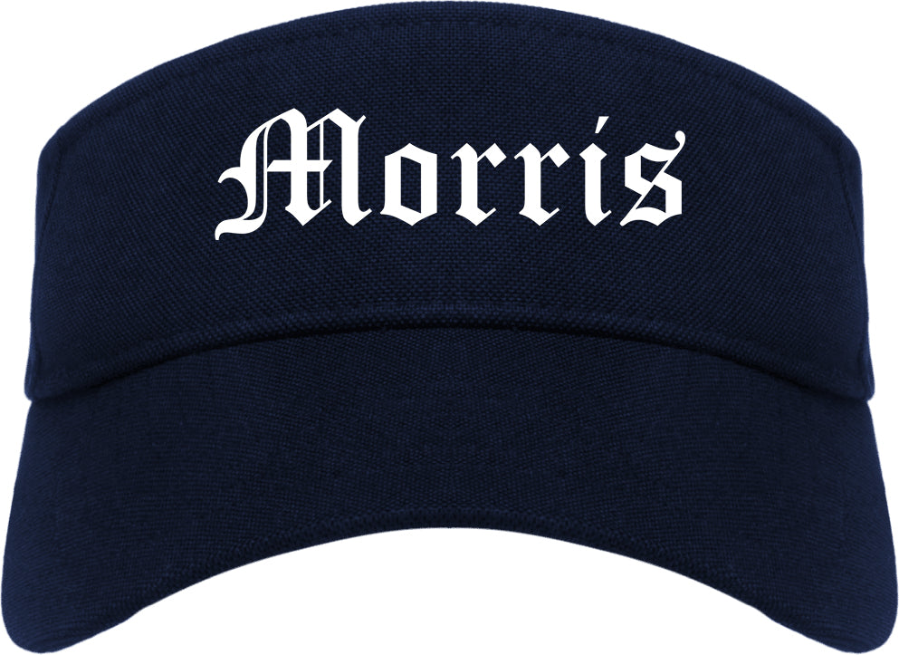 Morris Illinois IL Old English Mens Visor Cap Hat Navy Blue