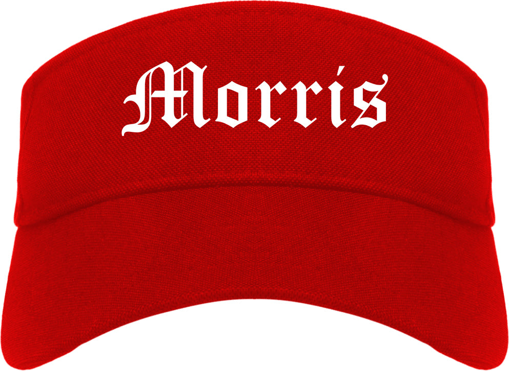 Morris Illinois IL Old English Mens Visor Cap Hat Red