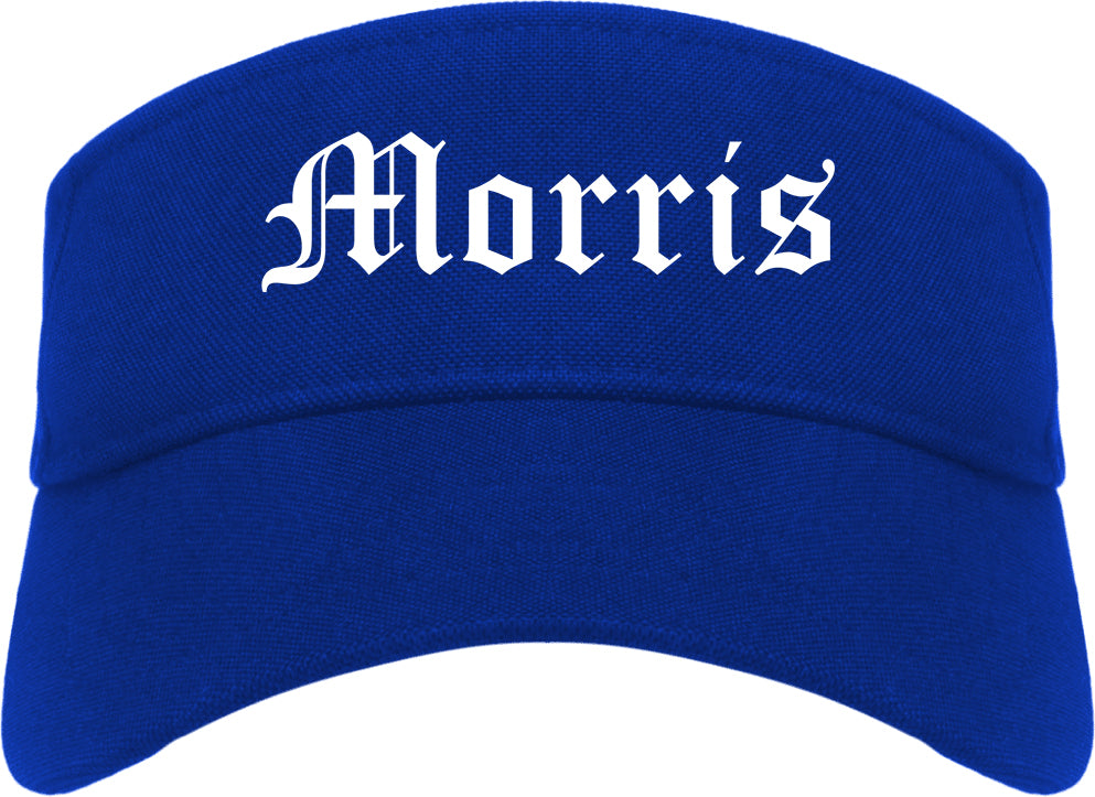 Morris Illinois IL Old English Mens Visor Cap Hat Royal Blue