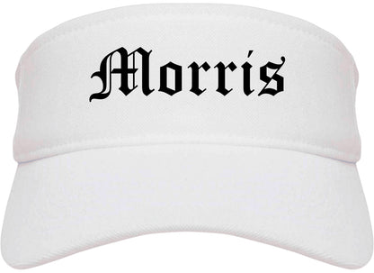 Morris Illinois IL Old English Mens Visor Cap Hat White