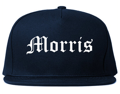 Morris Minnesota MN Old English Mens Snapback Hat Navy Blue