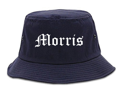 Morris Minnesota MN Old English Mens Bucket Hat Navy Blue