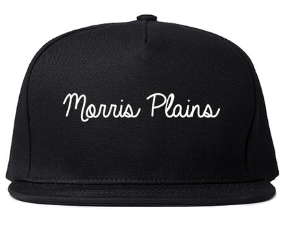 Morris Plains New Jersey NJ Script Mens Snapback Hat Black