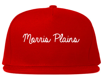 Morris Plains New Jersey NJ Script Mens Snapback Hat Red