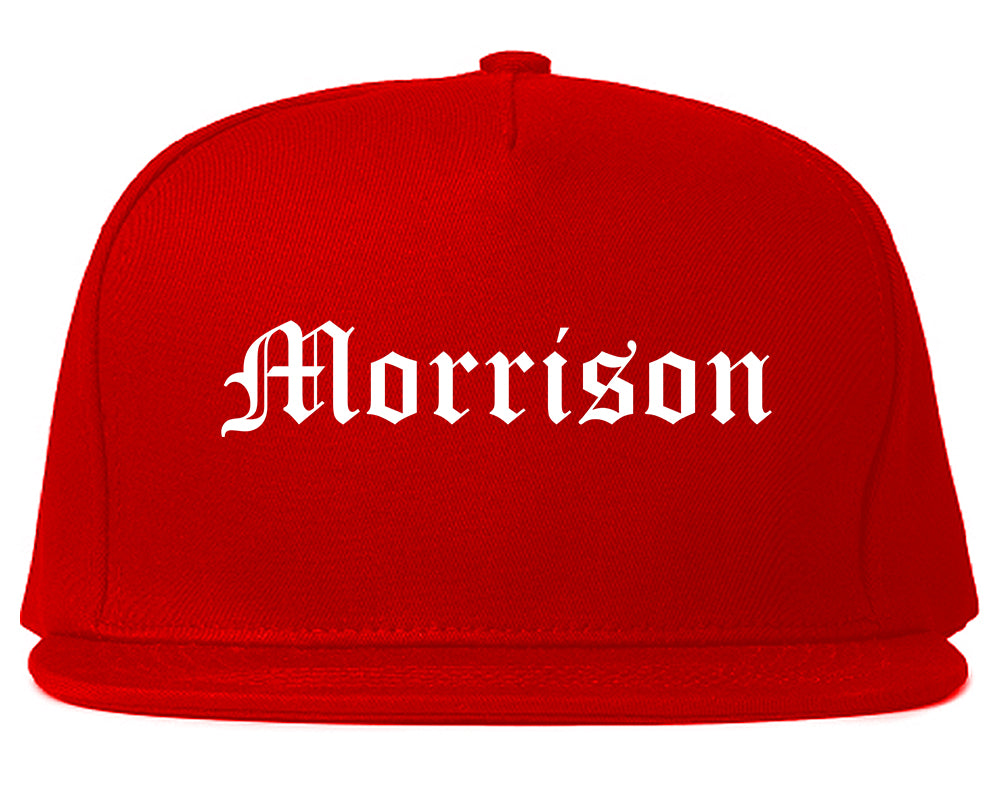 Morrison Illinois IL Old English Mens Snapback Hat Red