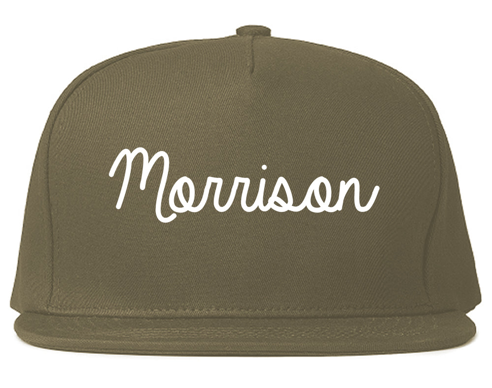 Morrison Illinois IL Script Mens Snapback Hat Grey