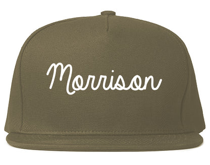 Morrison Illinois IL Script Mens Snapback Hat Grey