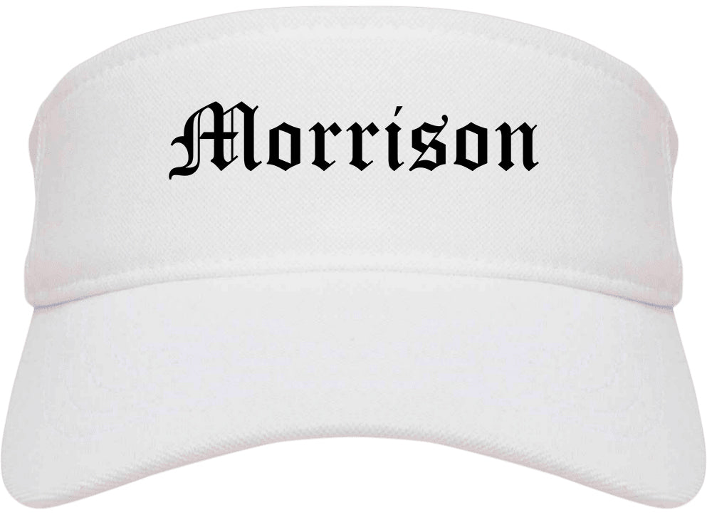 Morrison Illinois IL Old English Mens Visor Cap Hat White
