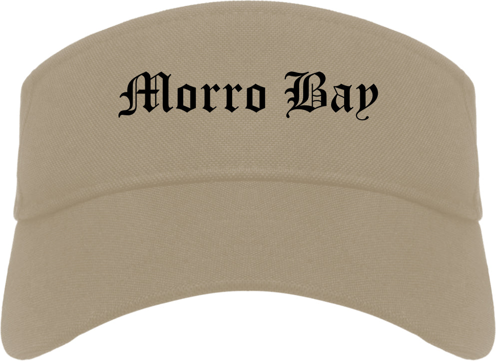 Morro Bay California CA Old English Mens Visor Cap Hat Khaki