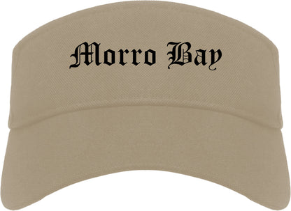 Morro Bay California CA Old English Mens Visor Cap Hat Khaki