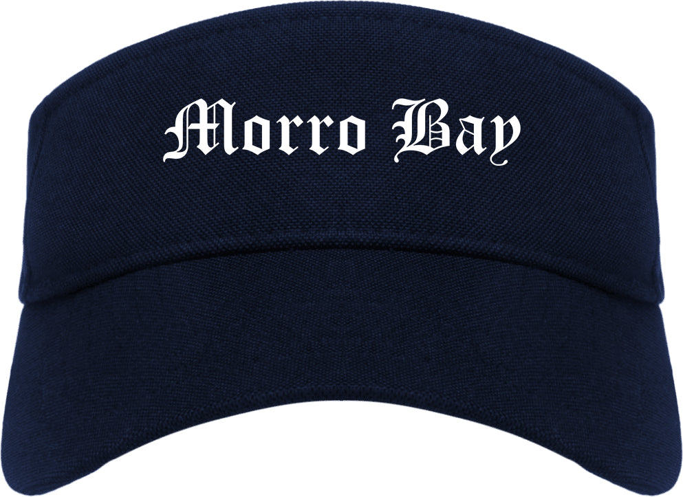 Morro Bay California CA Old English Mens Visor Cap Hat Navy Blue