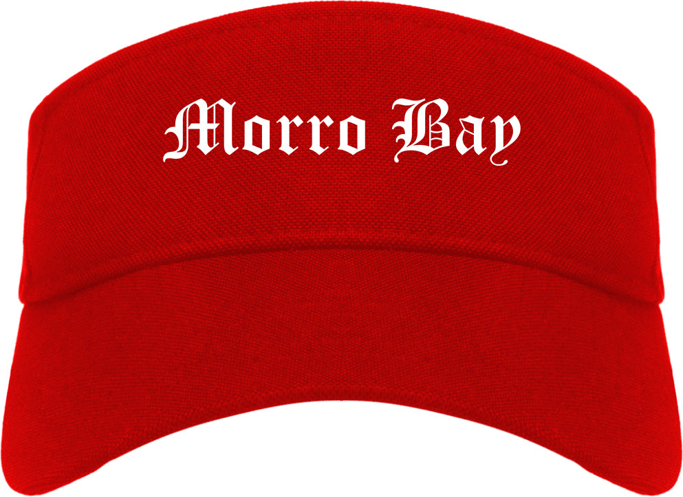 Morro Bay California CA Old English Mens Visor Cap Hat Red