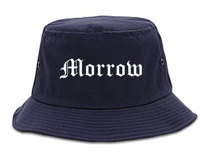 Morrow Georgia GA Old English Mens Bucket Hat Navy Blue