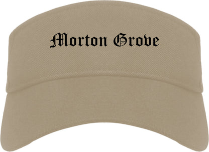 Morton Grove Illinois IL Old English Mens Visor Cap Hat Khaki