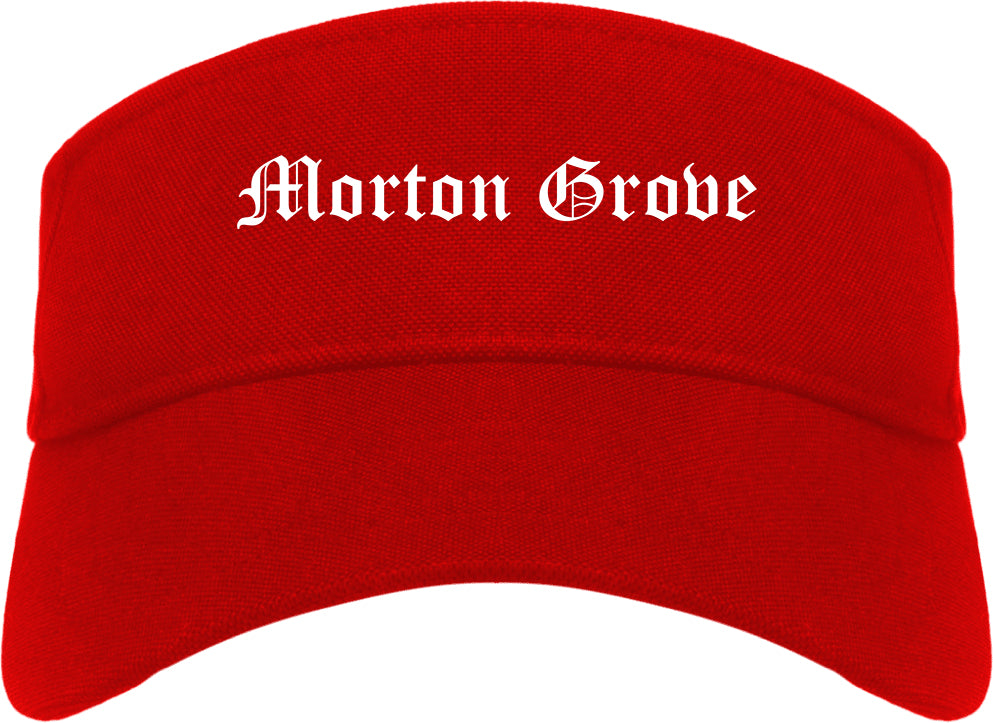 Morton Grove Illinois IL Old English Mens Visor Cap Hat Red