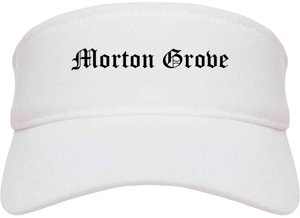 Morton Grove Illinois IL Old English Mens Visor Cap Hat White
