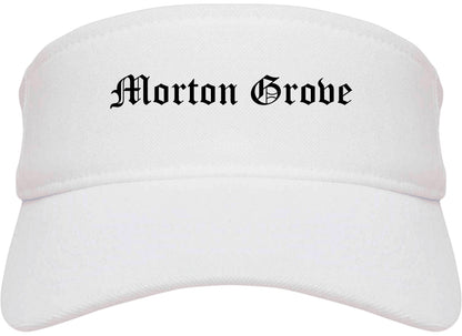 Morton Grove Illinois IL Old English Mens Visor Cap Hat White