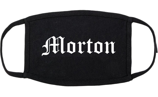 Morton Illinois IL Old English Cotton Face Mask Black