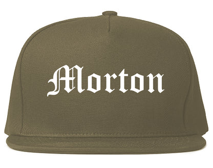 Morton Illinois IL Old English Mens Snapback Hat Grey