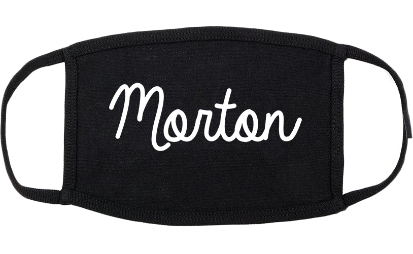Morton Illinois IL Script Cotton Face Mask Black