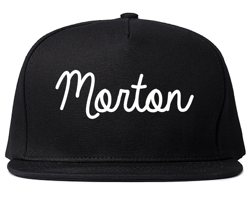 Morton Illinois IL Script Mens Snapback Hat Black
