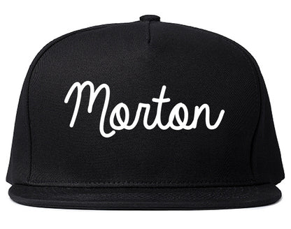 Morton Illinois IL Script Mens Snapback Hat Black