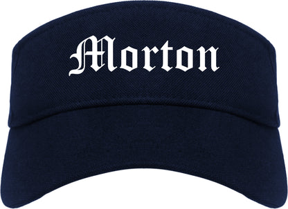 Morton Illinois IL Old English Mens Visor Cap Hat Navy Blue