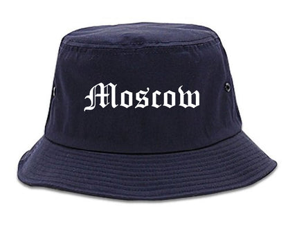 Moscow Idaho ID Old English Mens Bucket Hat Navy Blue
