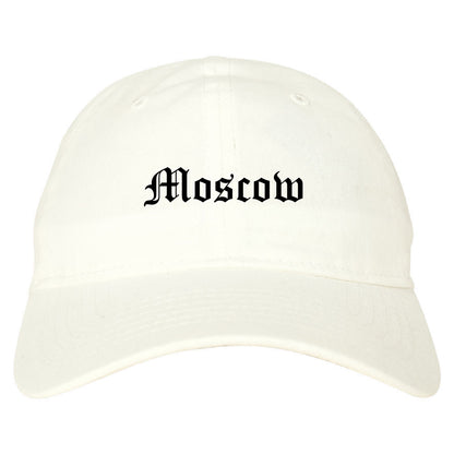 Moscow Idaho ID Old English Mens Dad Hat Baseball Cap White