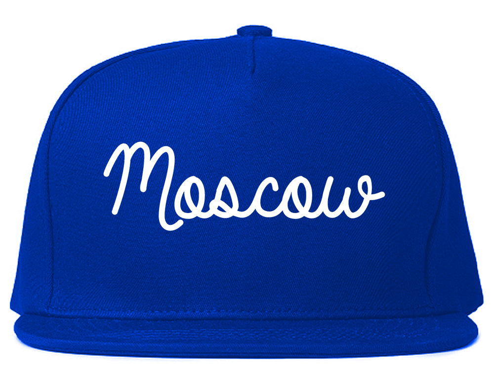 Moscow Idaho ID Script Mens Snapback Hat Royal Blue
