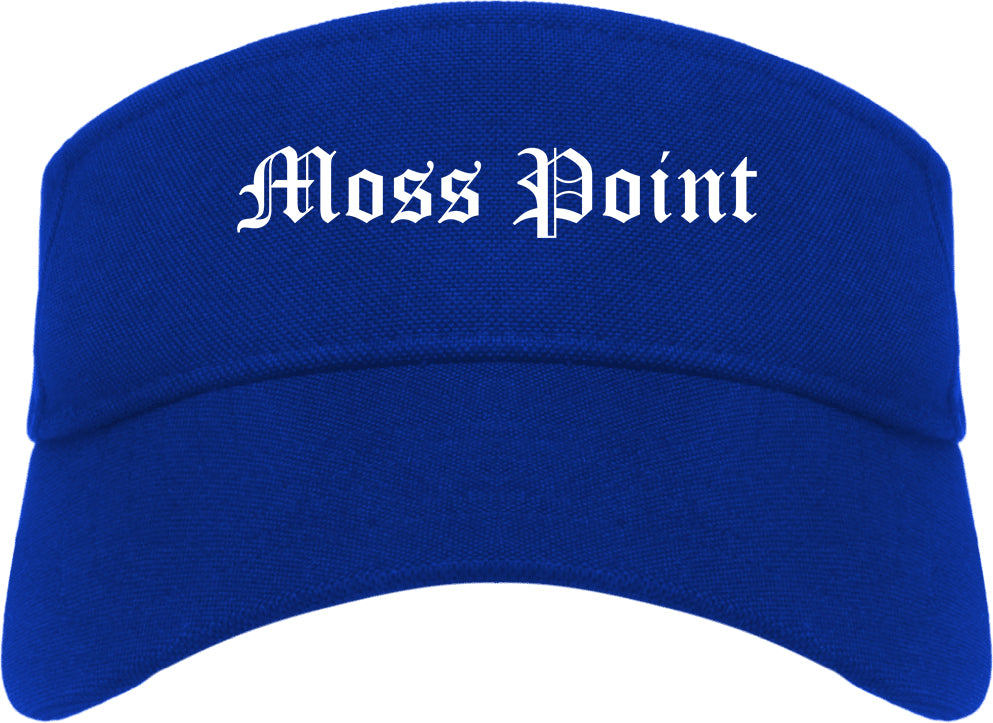 Moss Point Mississippi MS Old English Mens Visor Cap Hat Royal Blue