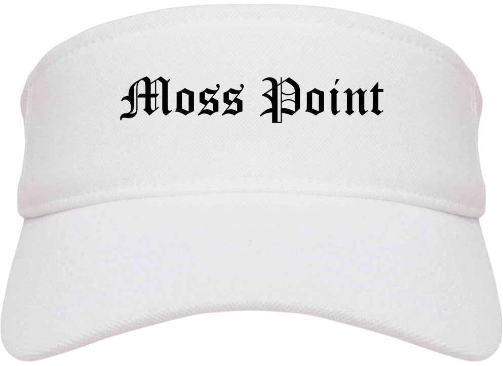 Moss Point Mississippi MS Old English Mens Visor Cap Hat White