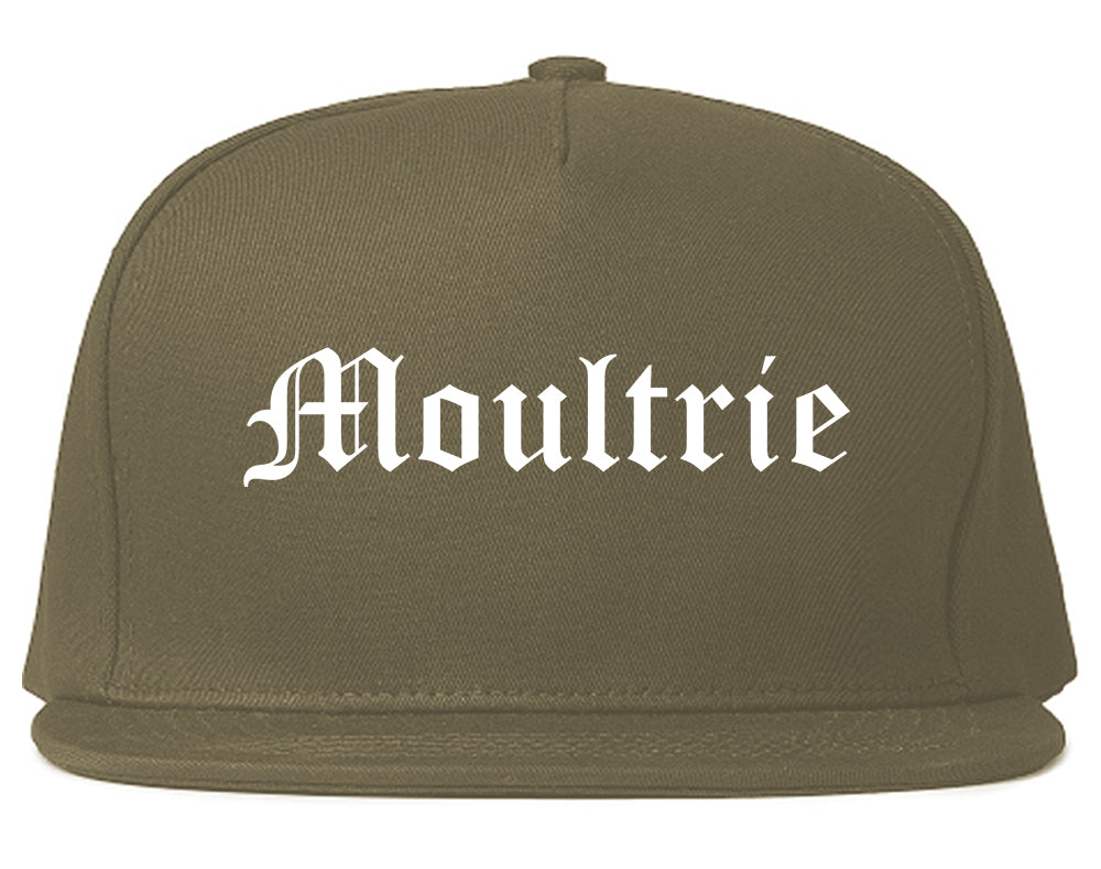 Moultrie Georgia GA Old English Mens Snapback Hat Grey