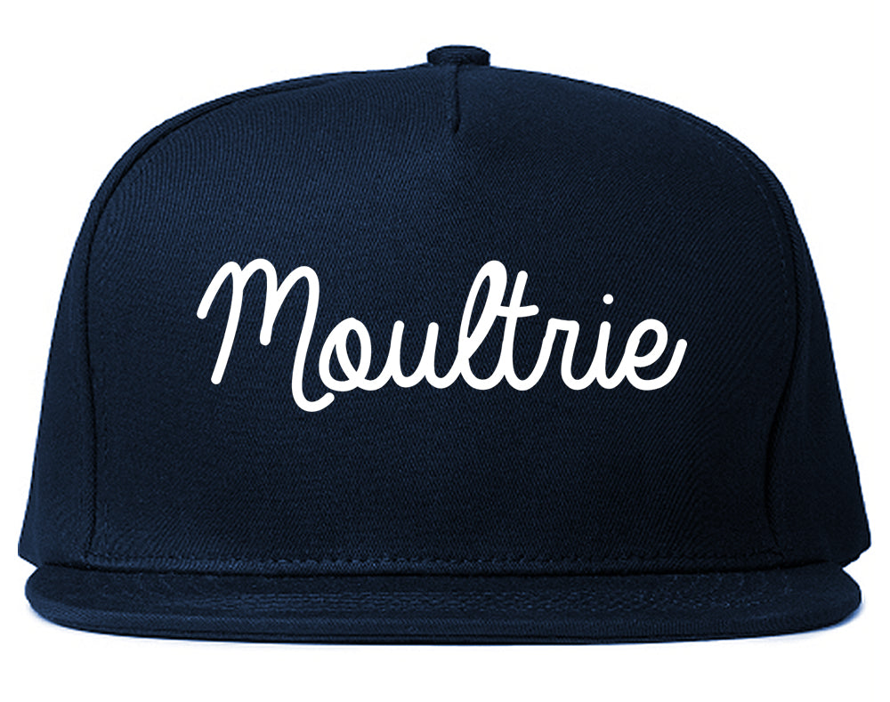 Moultrie Georgia GA Script Mens Snapback Hat Navy Blue