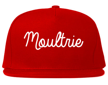 Moultrie Georgia GA Script Mens Snapback Hat Red