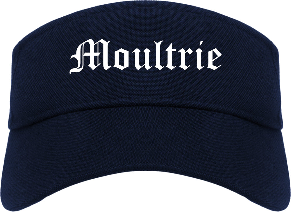 Moultrie Georgia GA Old English Mens Visor Cap Hat Navy Blue