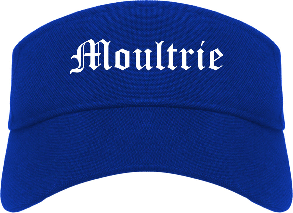 Moultrie Georgia GA Old English Mens Visor Cap Hat Royal Blue