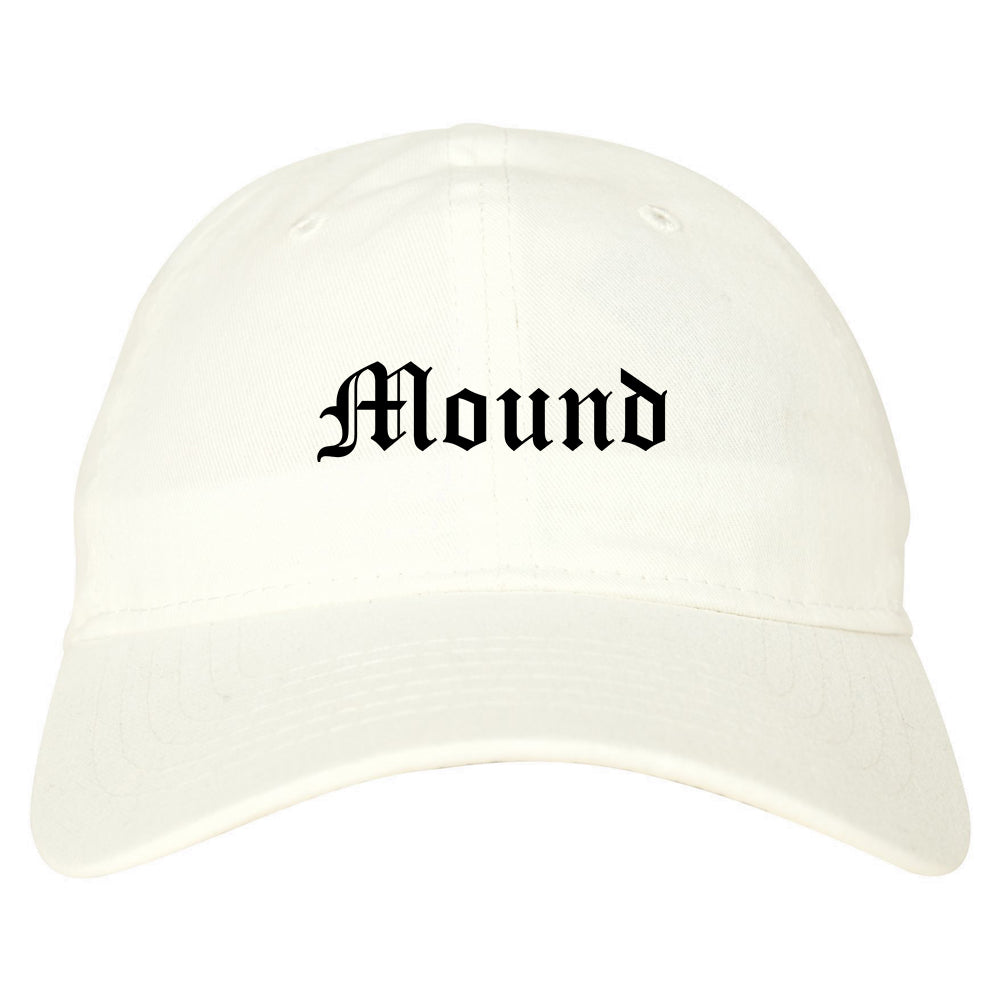 Mound Minnesota MN Old English Mens Dad Hat Baseball Cap White