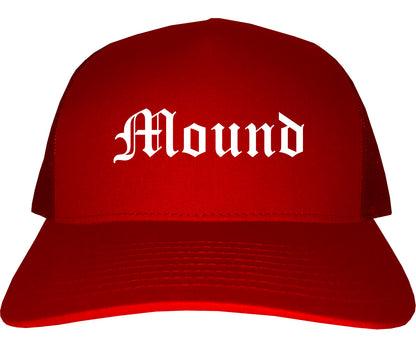 Mound Minnesota MN Old English Mens Trucker Hat Cap Red