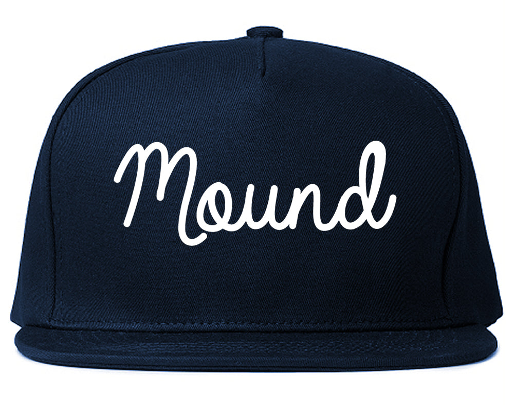 Mound Minnesota MN Script Mens Snapback Hat Navy Blue