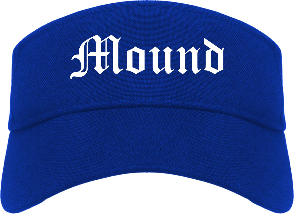 Mound Minnesota MN Old English Mens Visor Cap Hat Royal Blue
